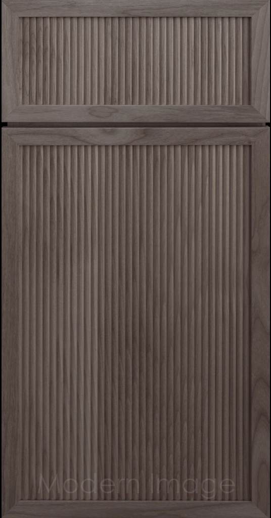 Arcadia Reed Cabinet in Truffle stain, featuring a Narrow Frame and a Slim Fluted Center Panel.